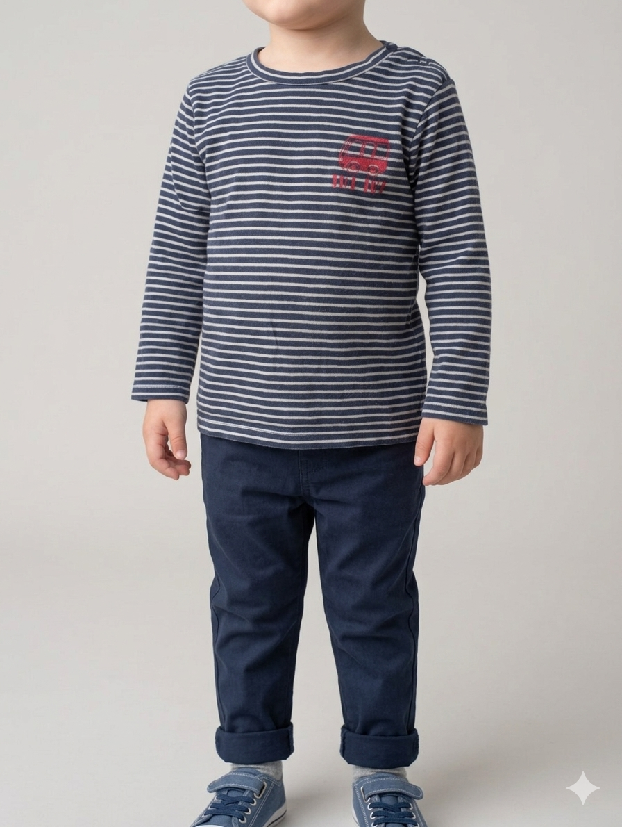 Tshirt bébé marinière - "In extenso" - T86cm (18-24 mois)