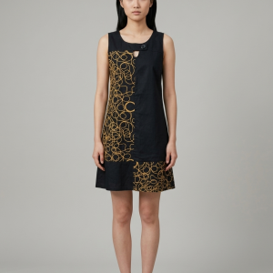 Robe courte graphique noire et or - Taille 40
