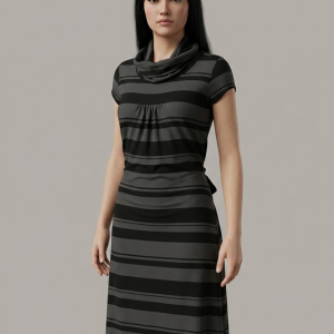 robe courte à rayures grises et noires - "Cache Cache - Taille 40