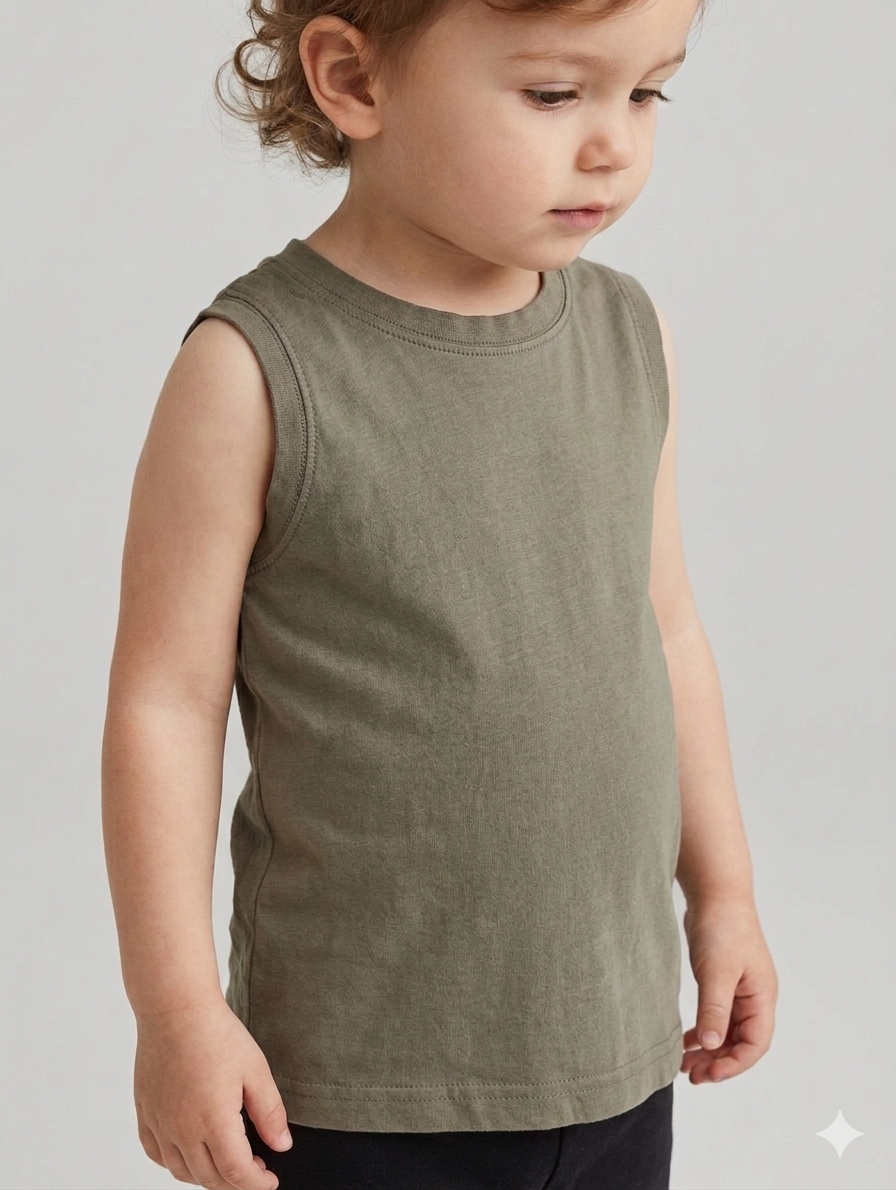 Débardeur vert kaki – "H&M" - Taille 1/2ans porté