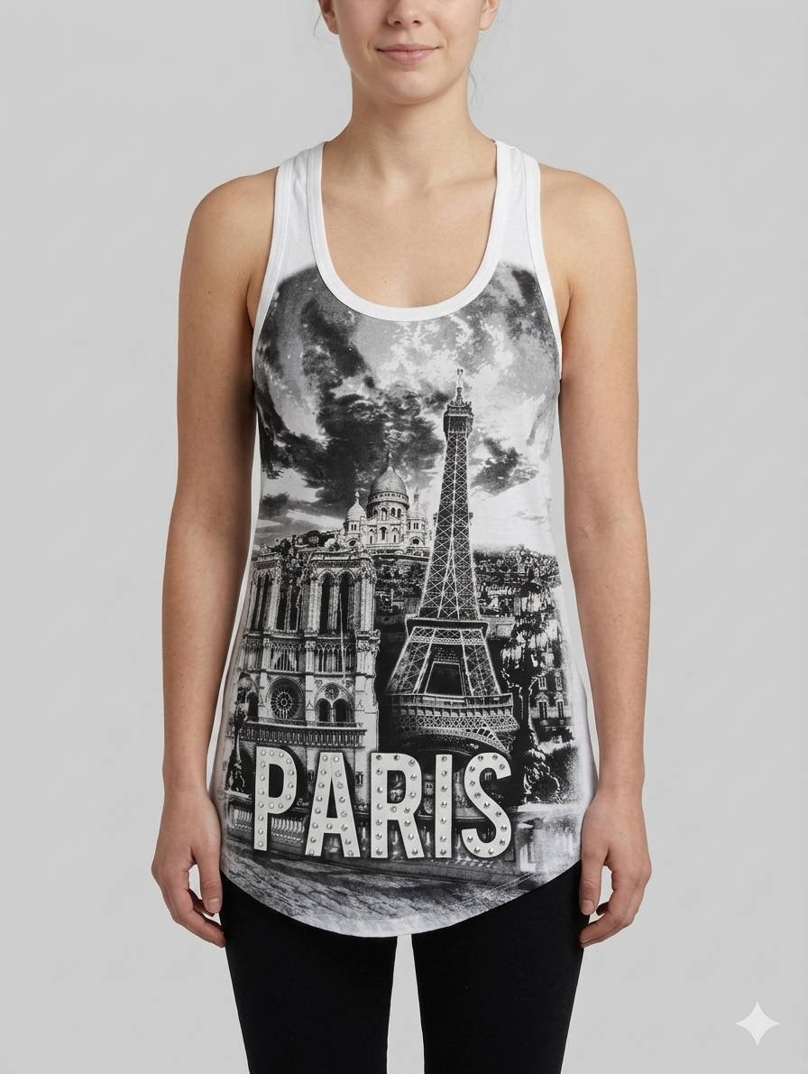 Débardeur long - "Hello Paris" - Taille 38-40