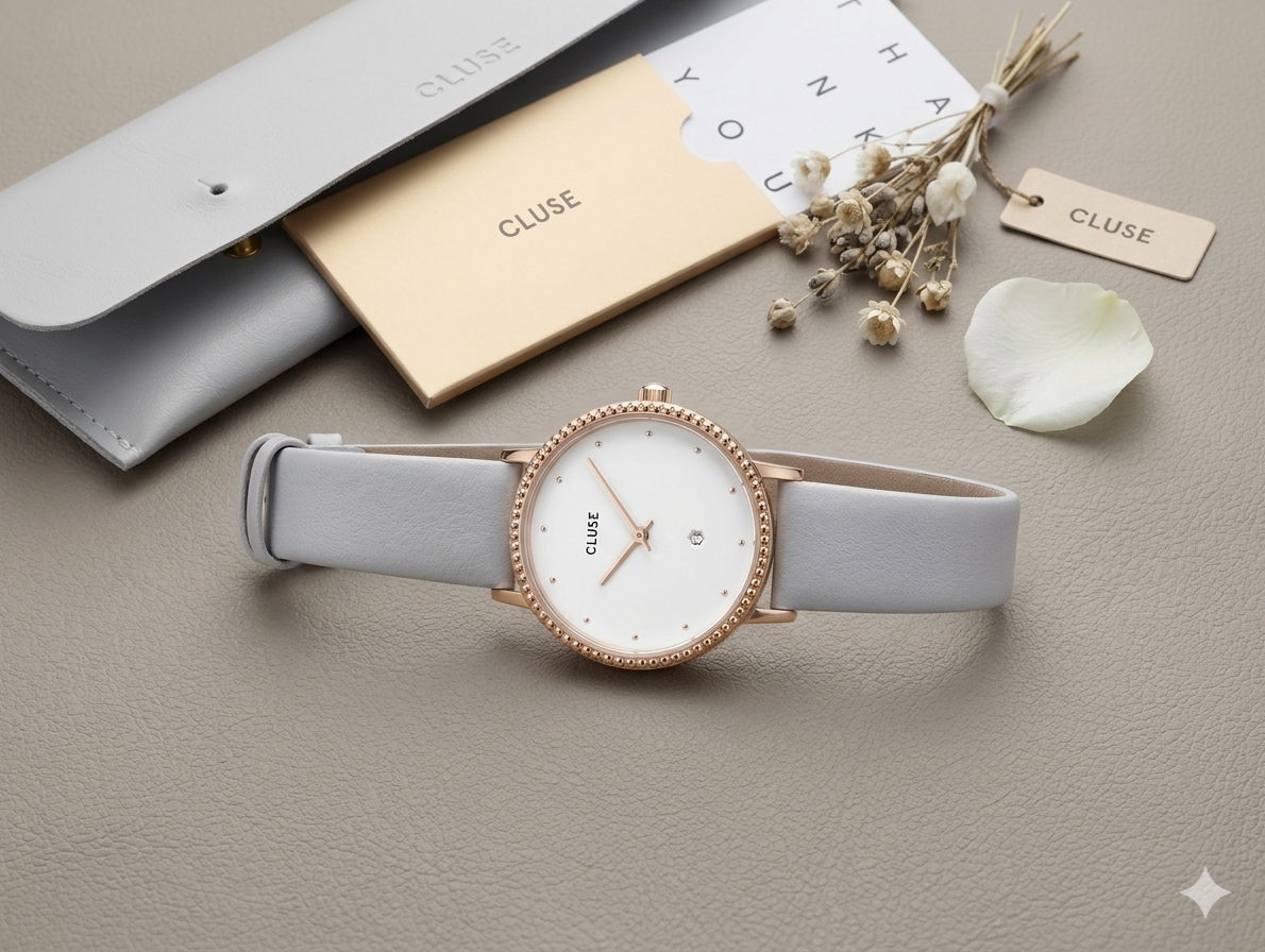 Montre CLUSE femme cadran blanc et or rose - Neuve