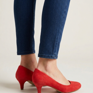 Escarpins corail / rose effet velours – "Club by gémo" - Taille 37 portéé