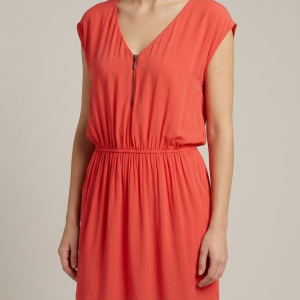 Robe Fluide Corail à Zip - "Camaïeu" - Taille 44 portée