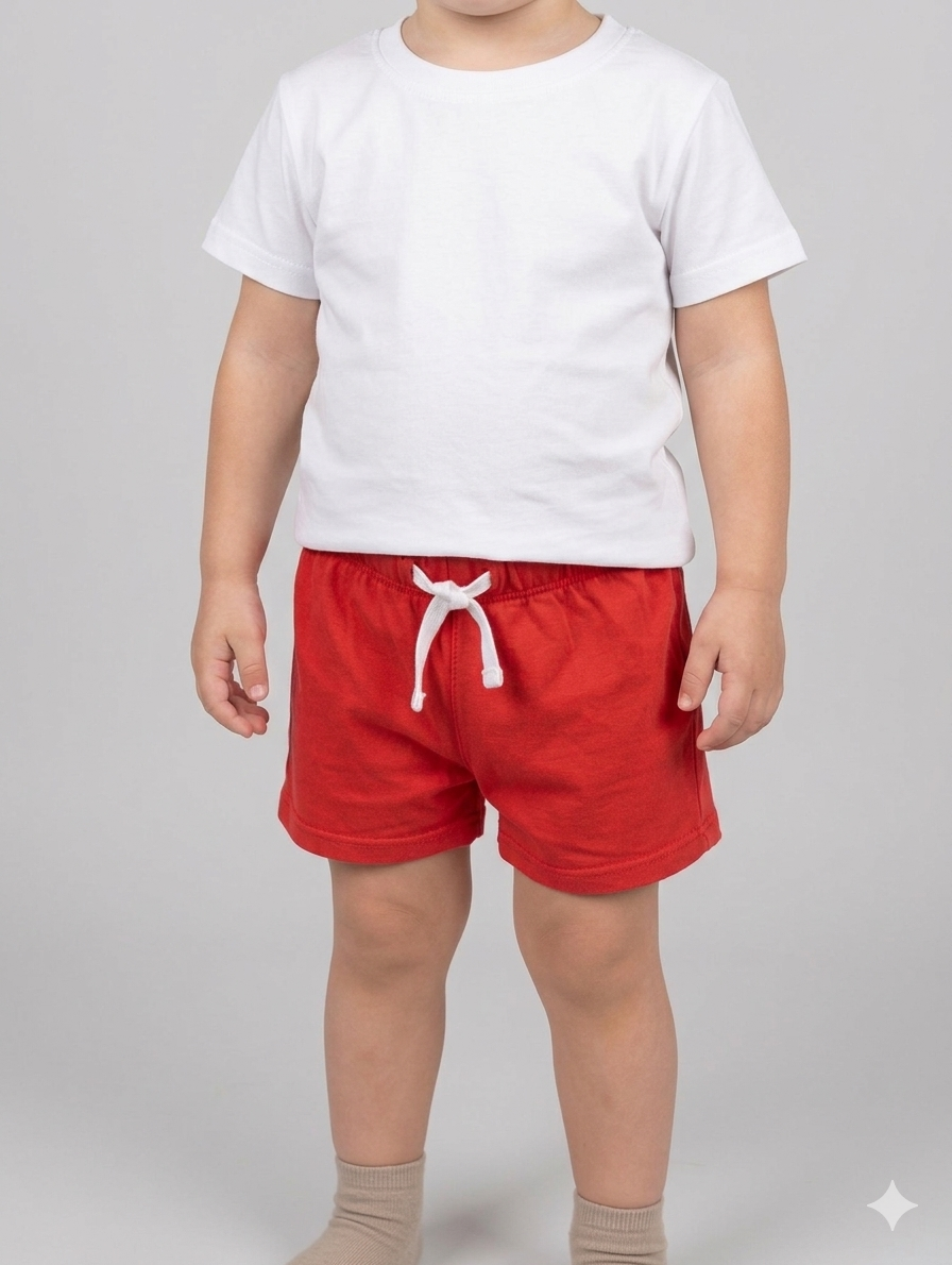 short rouge en coton bio - "Kiabi" - T24 mois