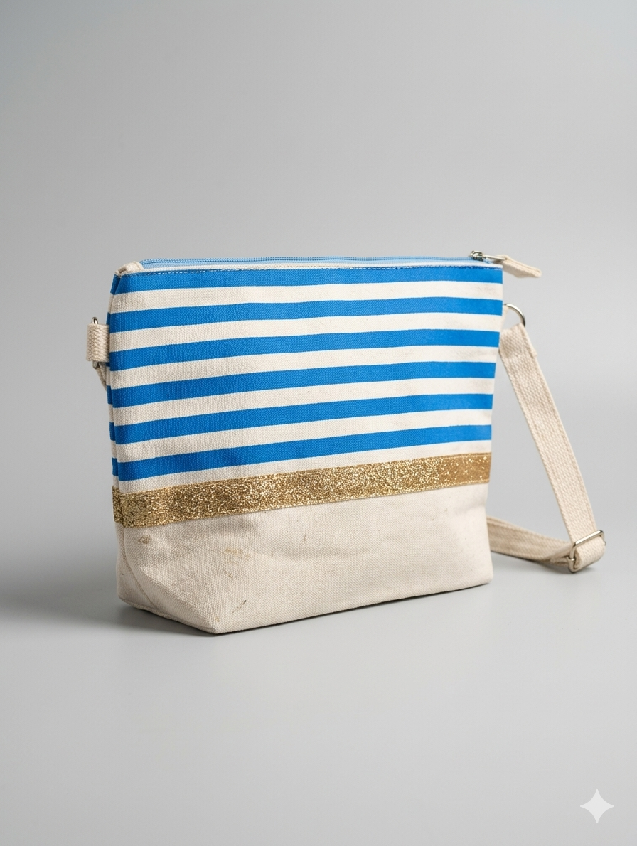 Sac Bandoulière Marinière & Paillettes Dorées 2