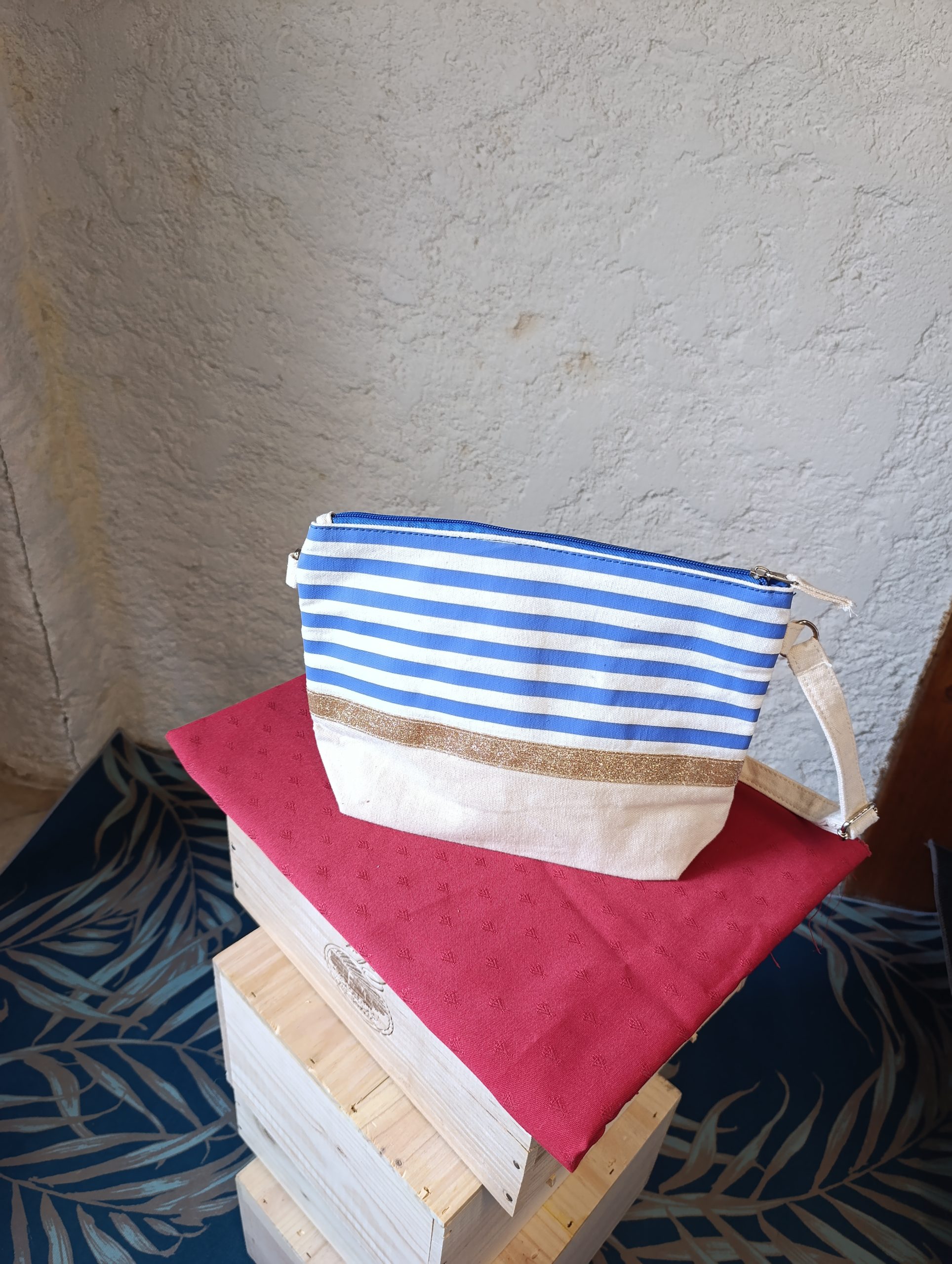 Sac Bandoulière Marinière & Paillettes Dorées