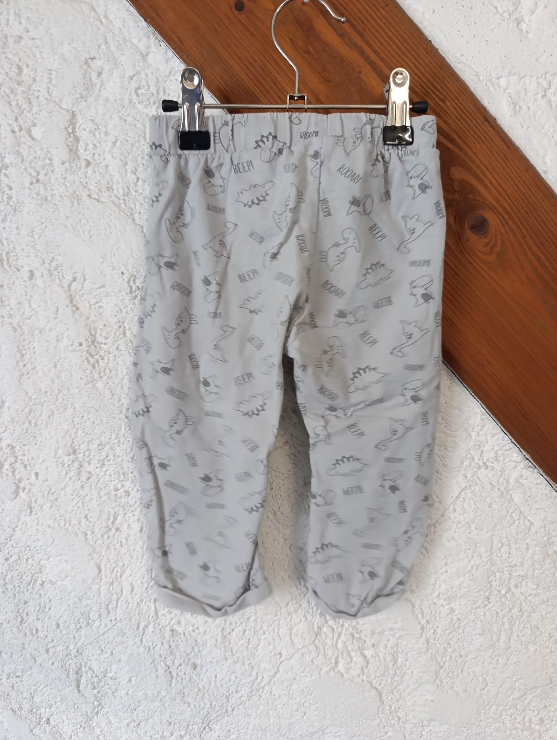 Pantalon gris motif dinosaure - "Ergee" - Taille 86cm de dos