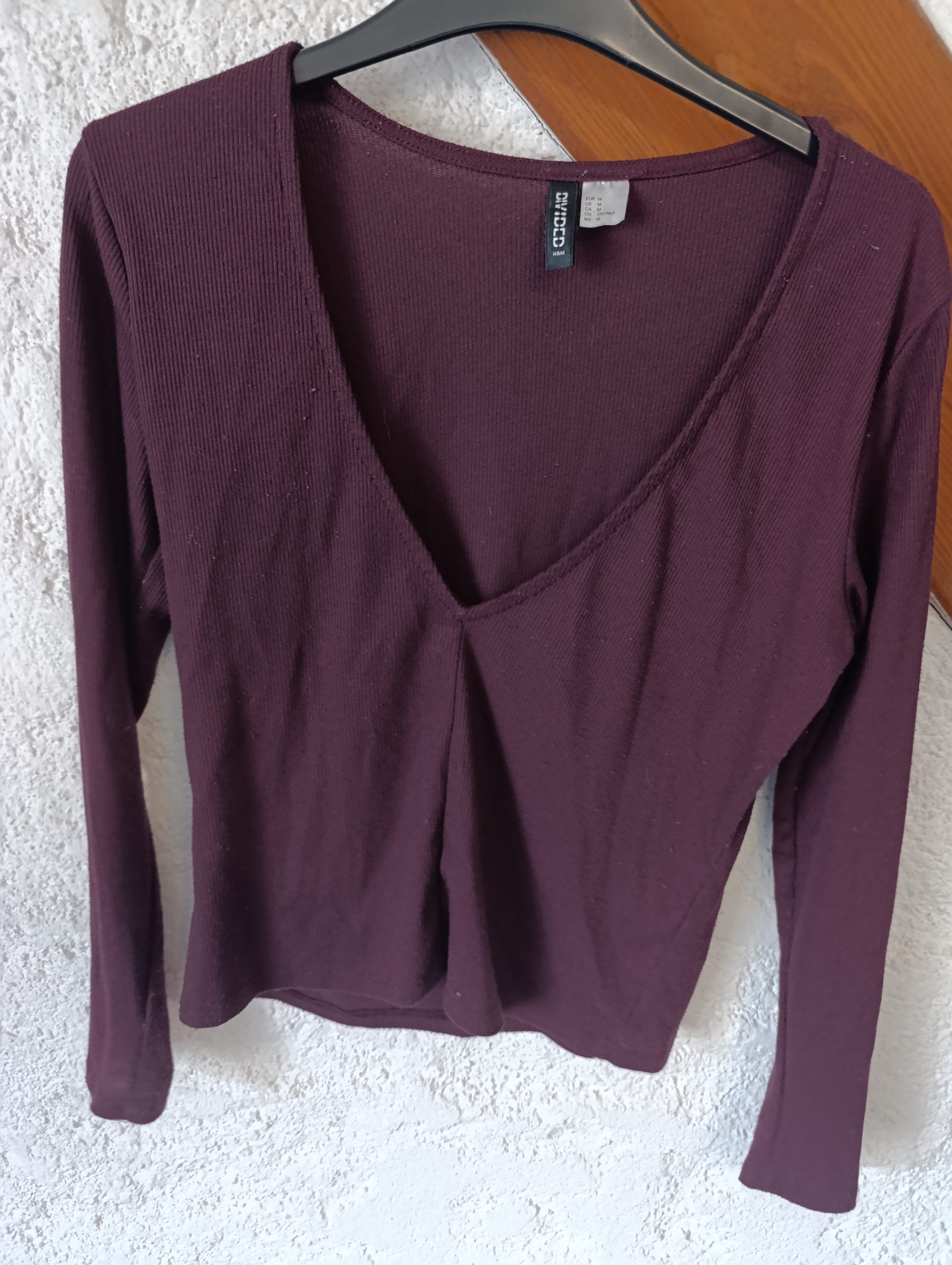 Haut Prune Nervuré - "H&M" - Taille M de face