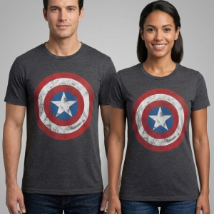 T-shirt Captain America - "Marvel" - Taille L porté