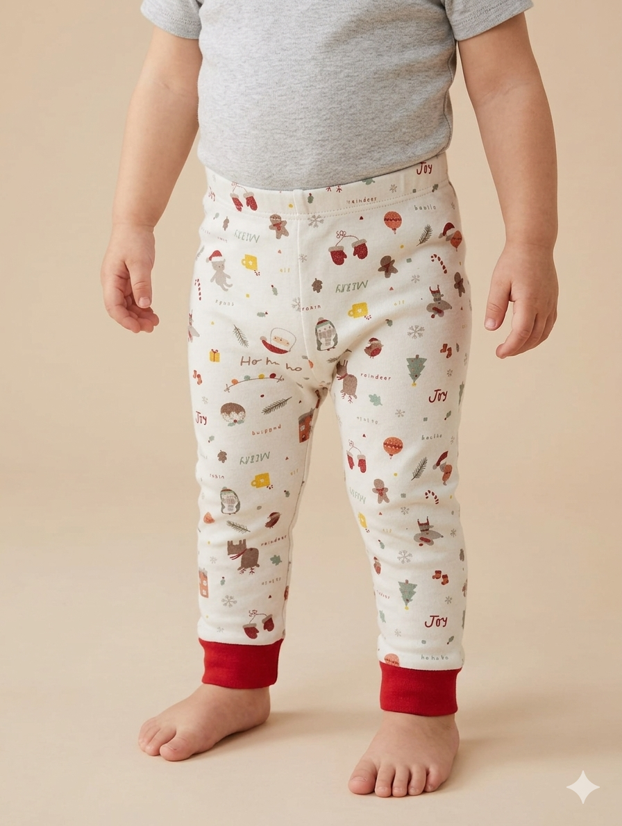 Pantalon de pyjama de Noël Bébé - "Nutmeg" - Taille 86cm porté