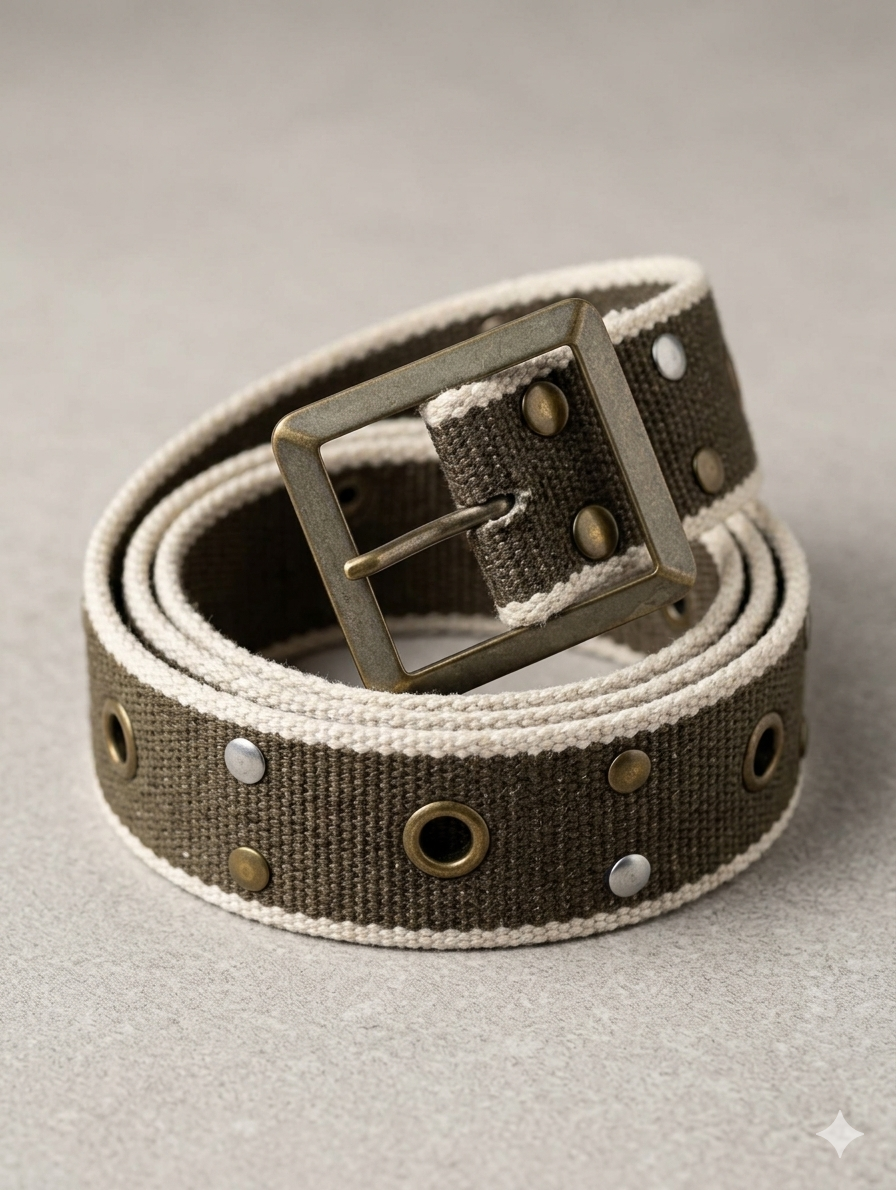 ceinture tissé avec œillets et rivets - 90cm portée