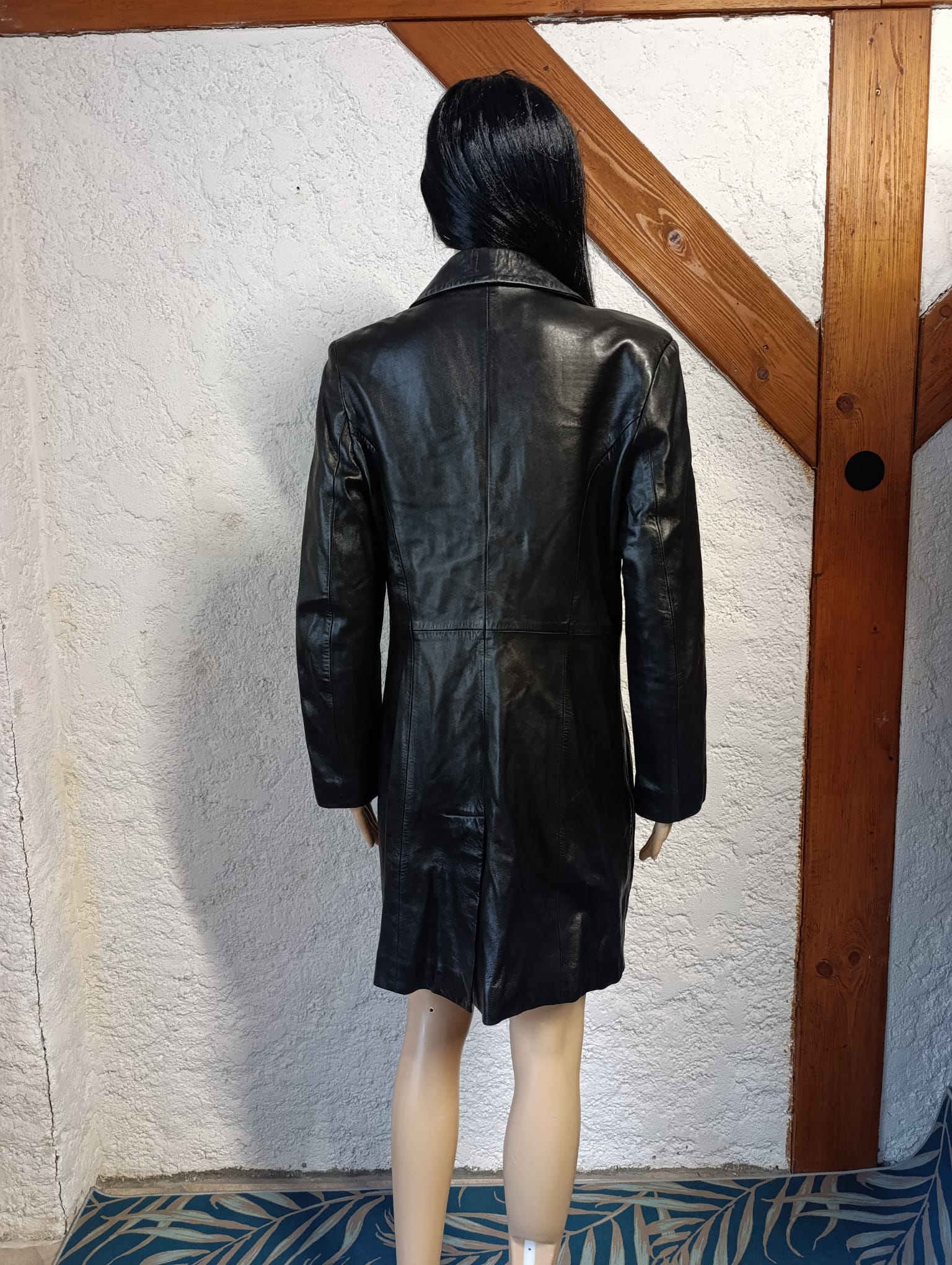 Trench-coat en cuir noir - "DREAMERS" - Taille XL - Neuve de dos