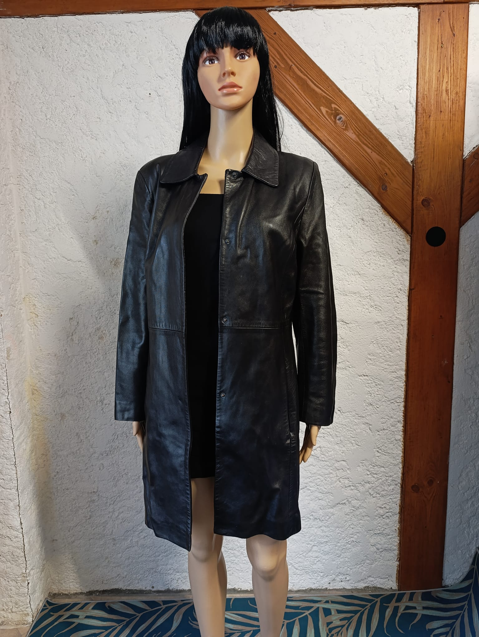 Trench-coat en cuir noir - "DREAMERS" - Taille XL - Neuve ouverte