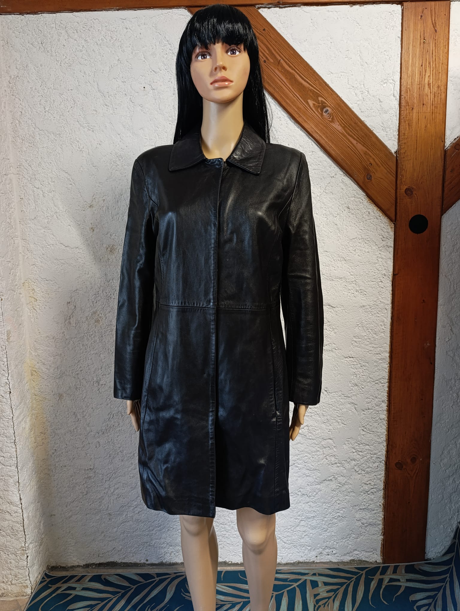 Trench-coat en cuir noir - "DREAMERS" - Taille XL - Neuve fermé