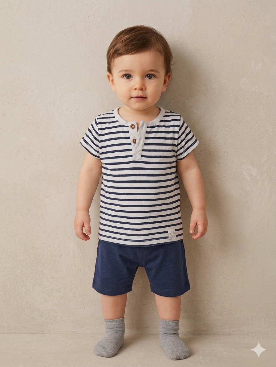 T-shirt Marinière Bébé - "Kiabi" - Taille 12mois porté